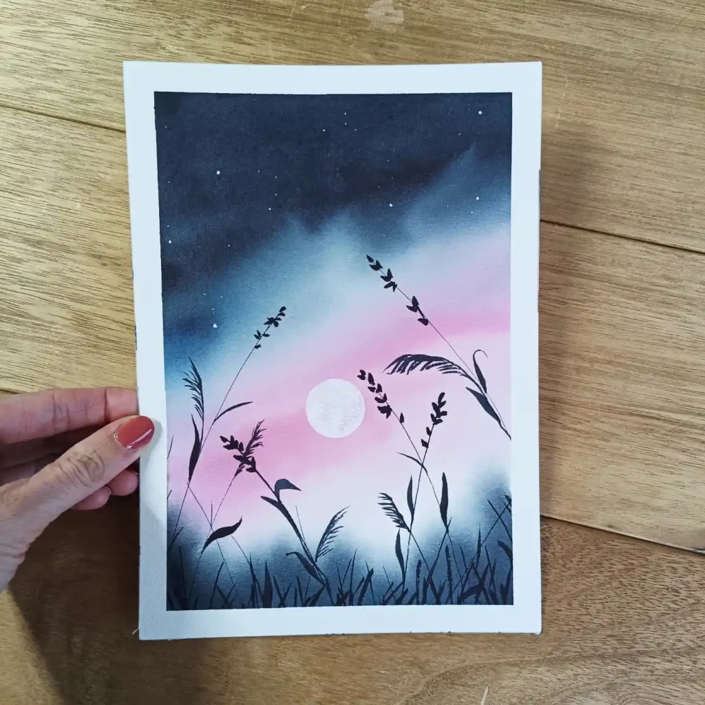 Watercolor Night Drawing Ideas 17