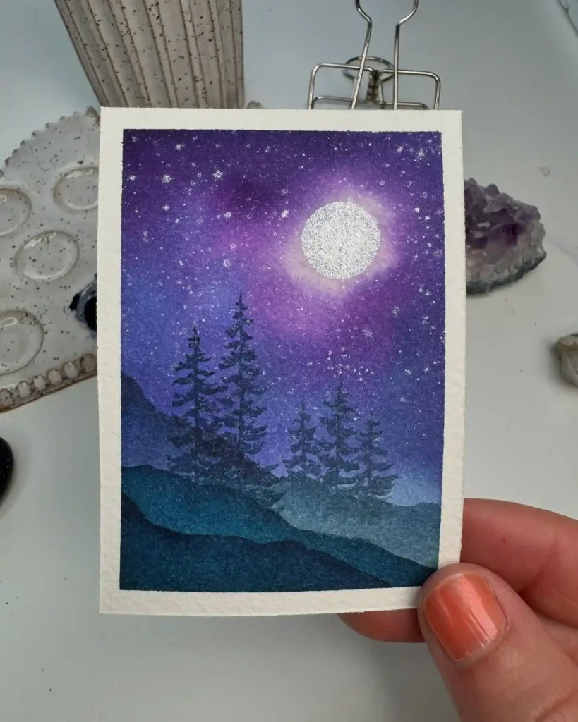 Watercolor Night Drawing Ideas 21