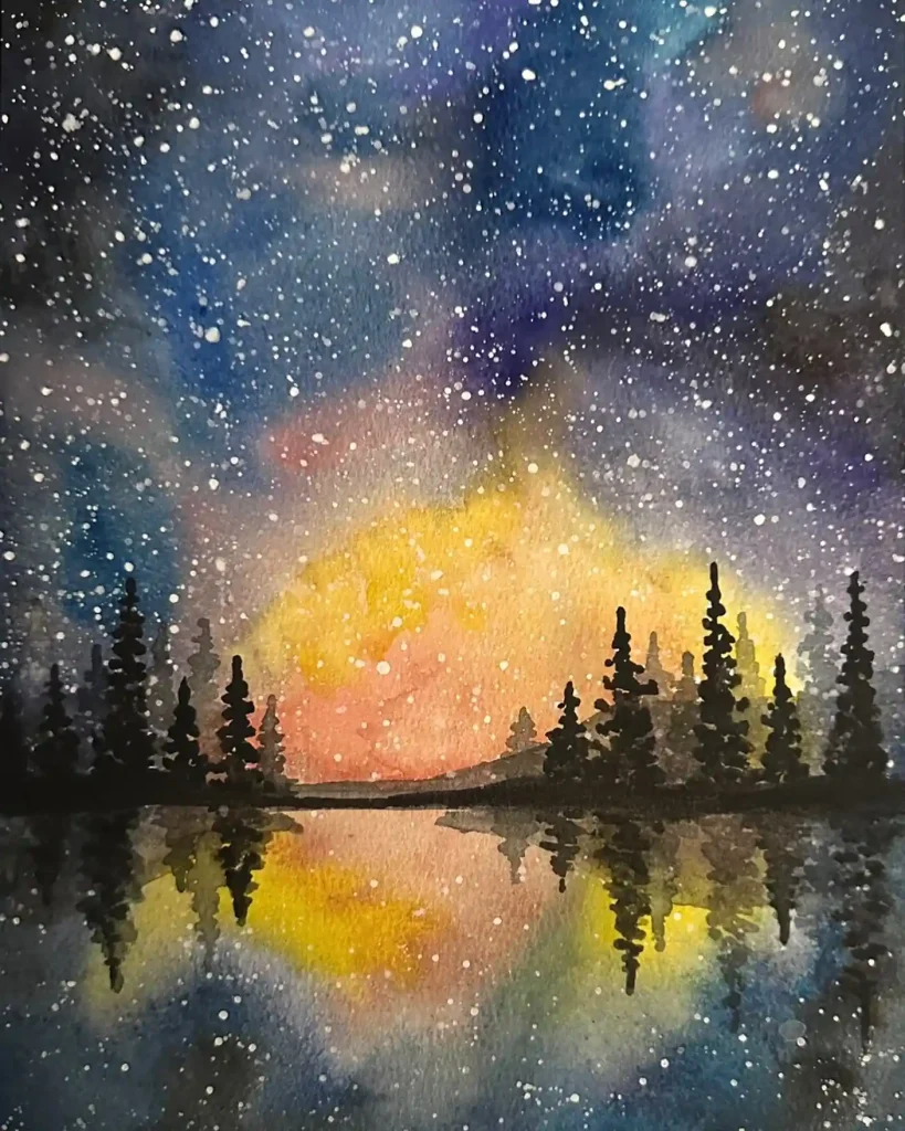 Watercolor Night Drawing Ideas 23