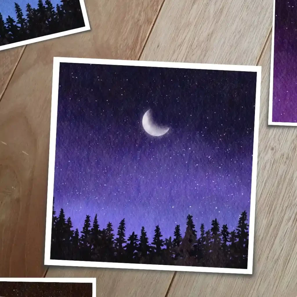 Watercolor Night Drawing Ideas 24