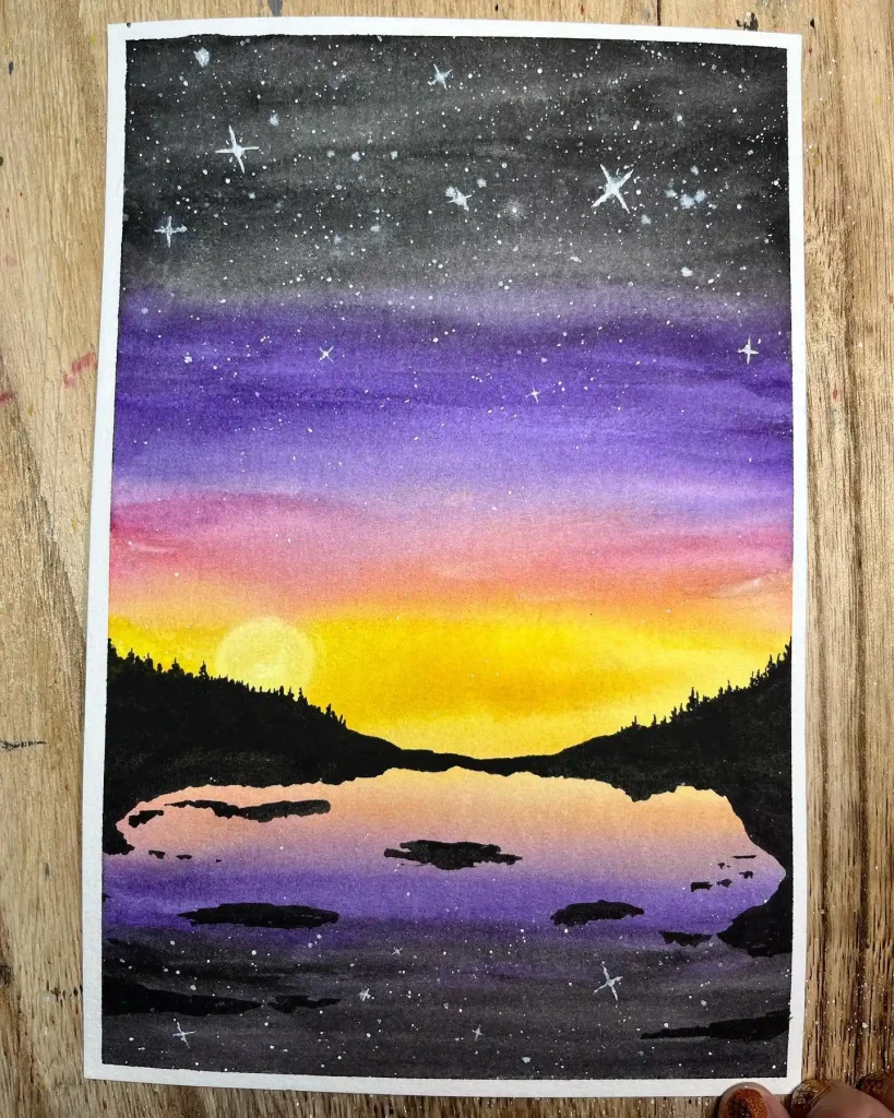 Watercolor Night Drawing Ideas 25