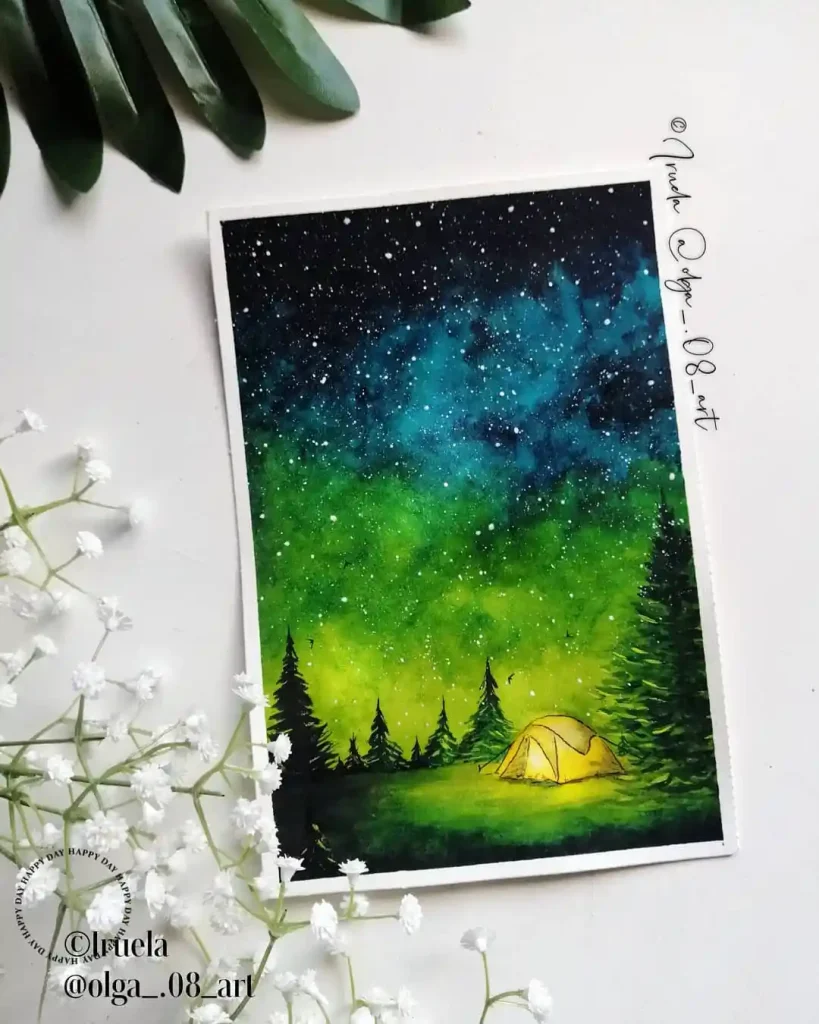 Watercolor Night Drawing Ideas 27