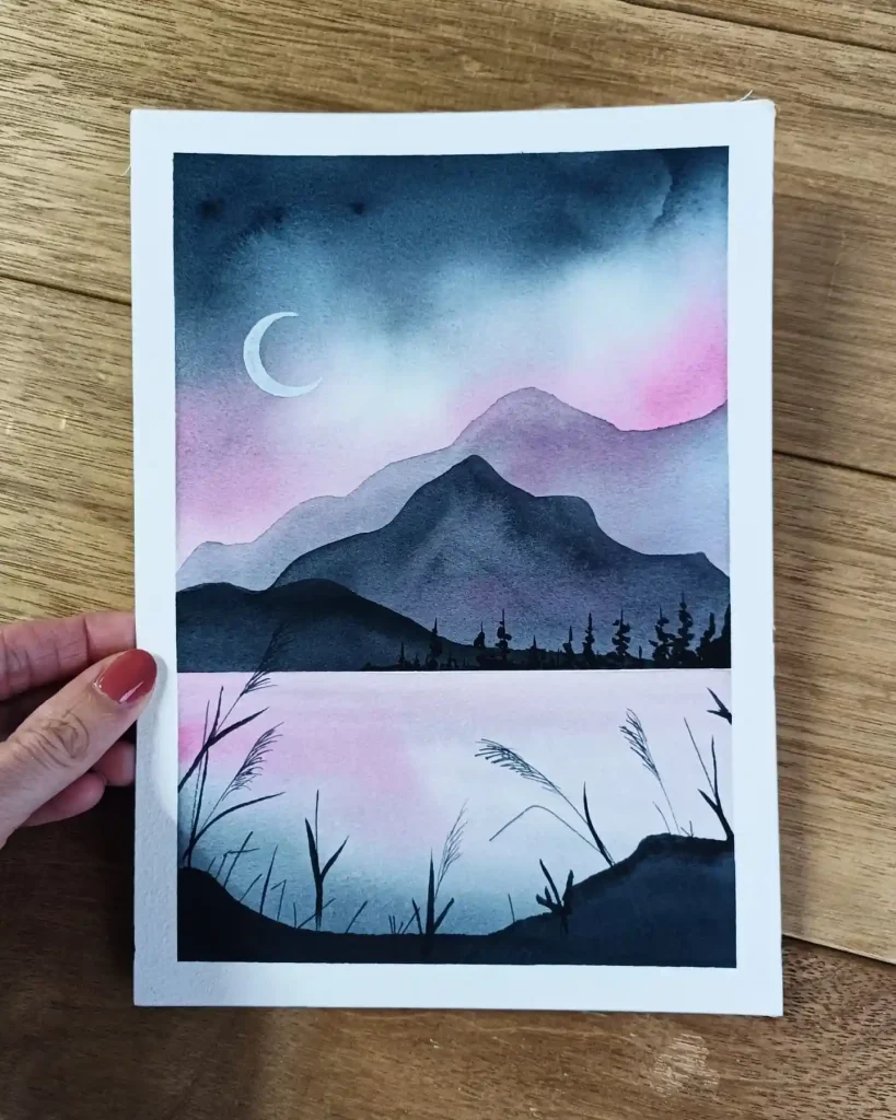 Watercolor Night Drawing Ideas 29