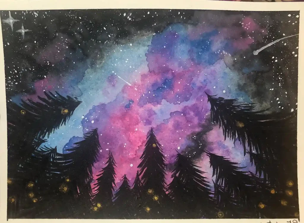 Watercolor Night Drawing Ideas 30