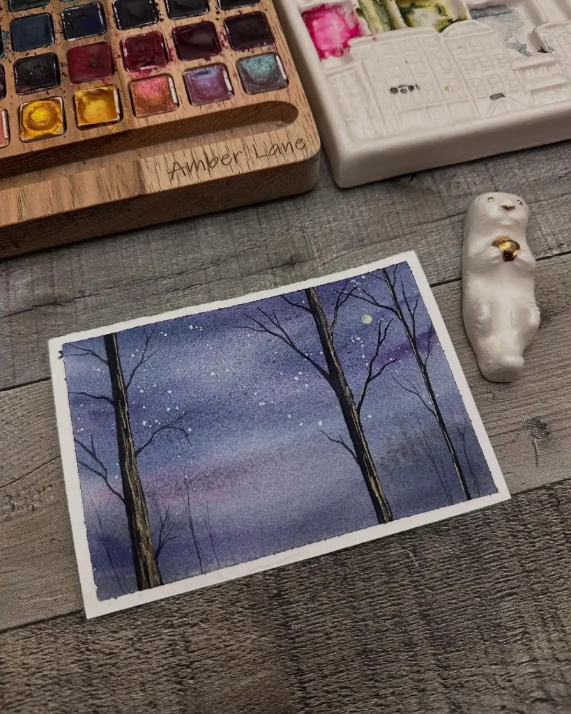 Watercolor Night Drawing Ideas 6