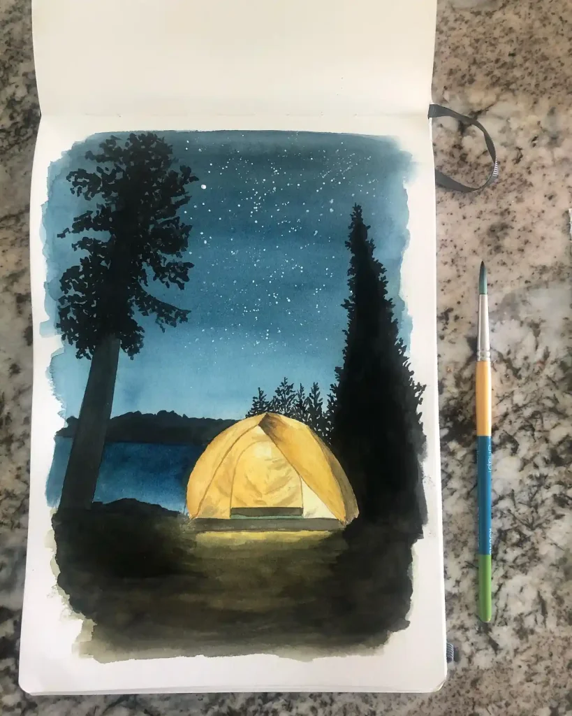 Watercolor Night Drawing Ideas 8