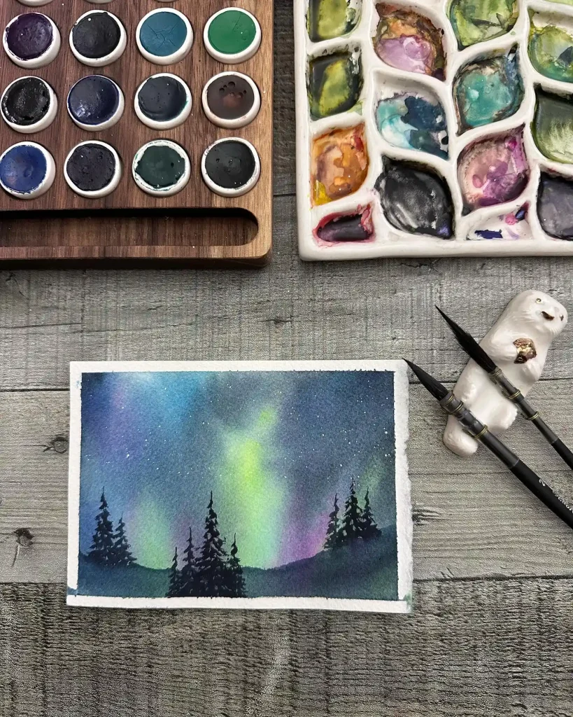 Watercolor Night Drawing Ideas 9
