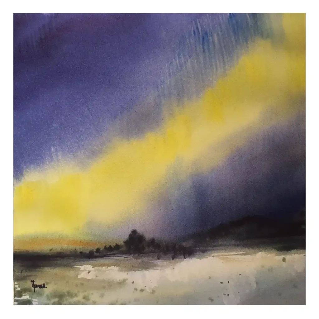 Watercolor Northern Lights Drawing Ideas 4