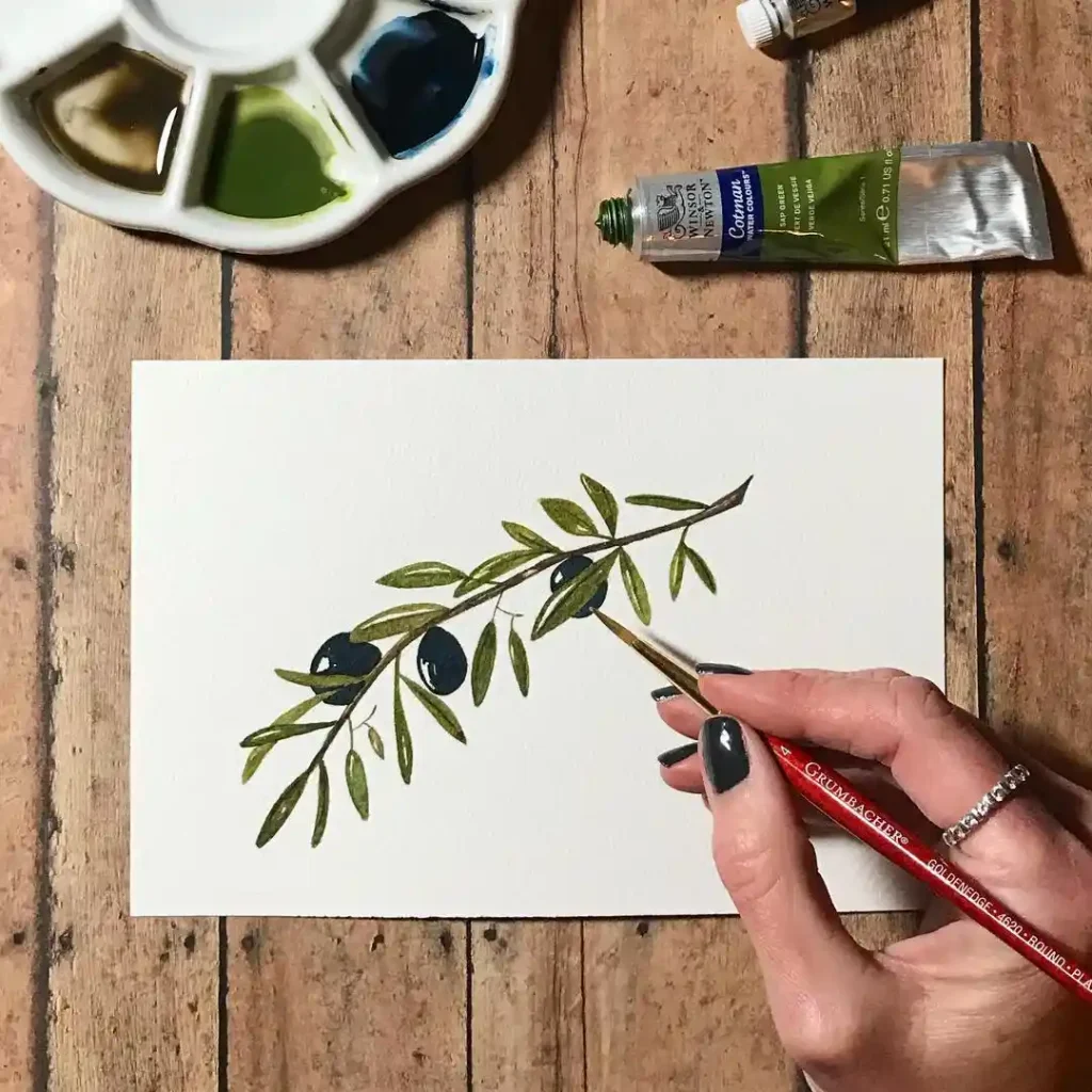 Watercolor Olive Drawing Ideas 1