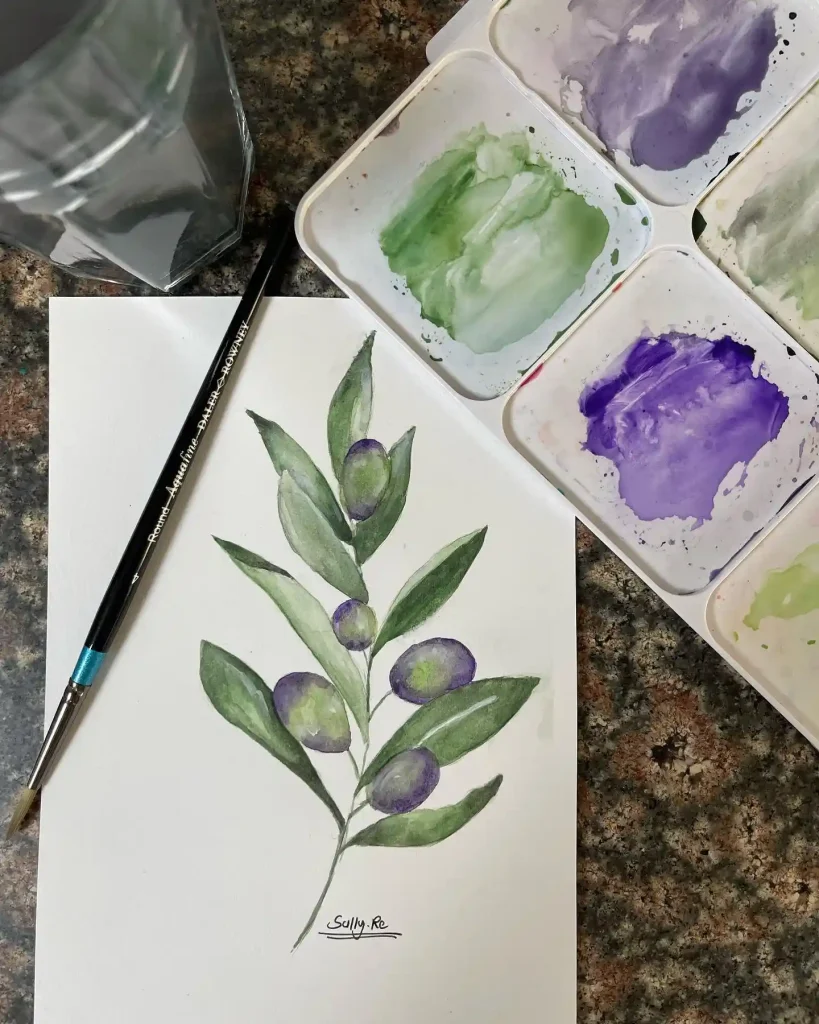 Watercolor Olive Drawing Ideas 12