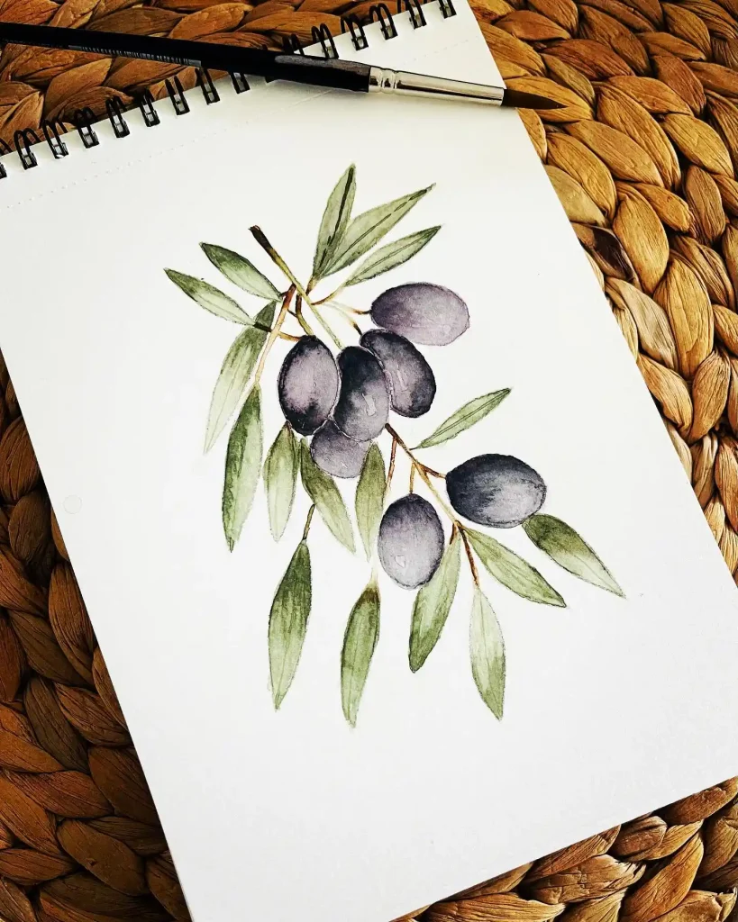 Watercolor Olive Drawing Ideas 15