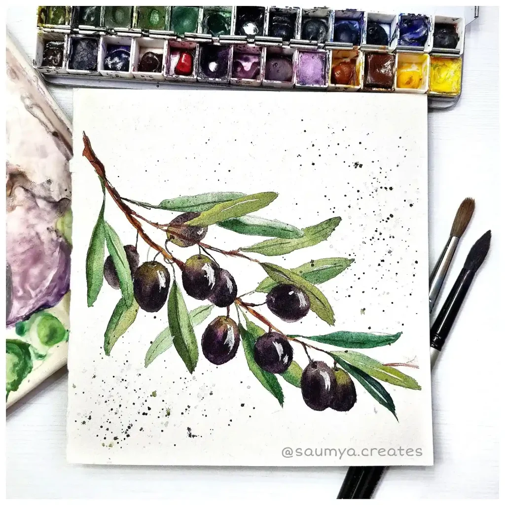 Watercolor Olive Drawing Ideas 3