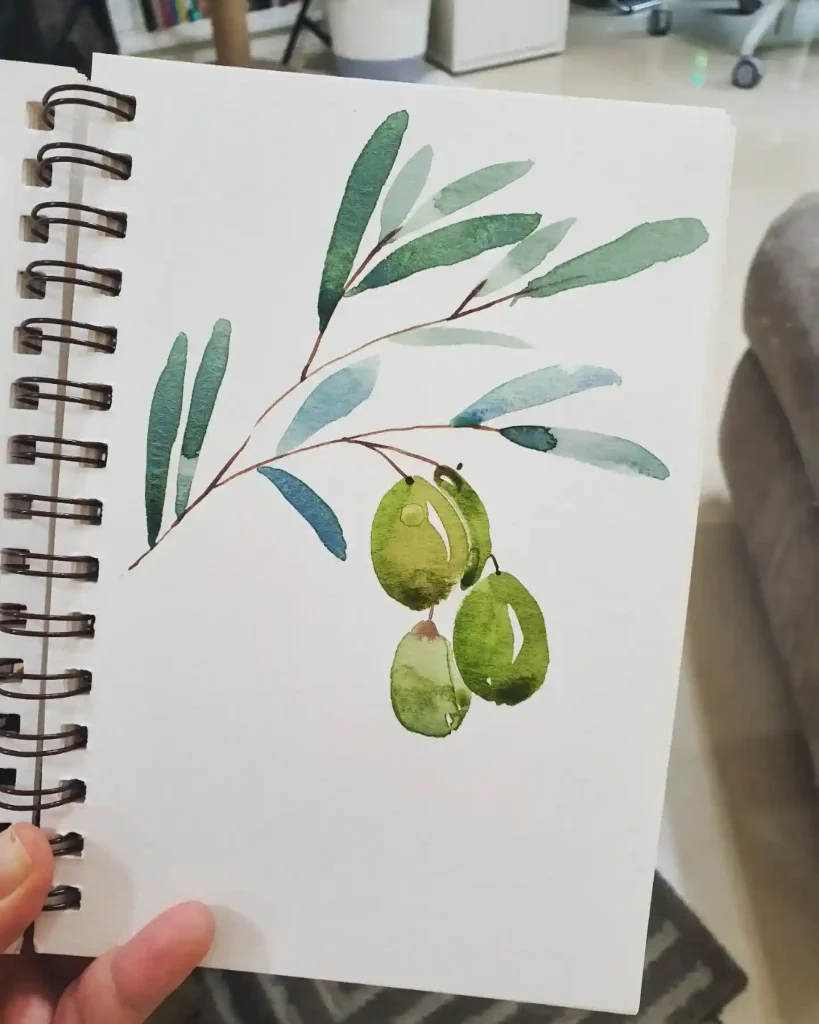 Watercolor Olive Drawing Ideas 8