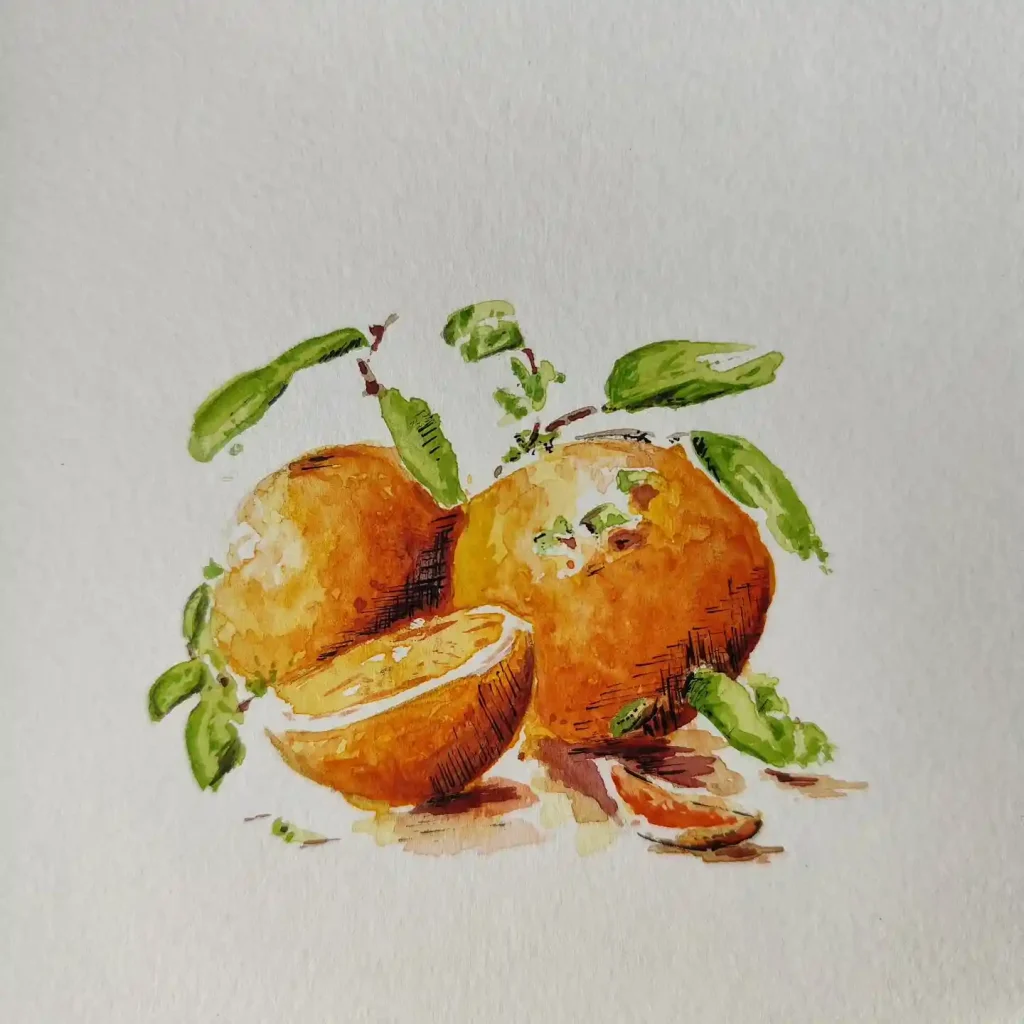 Watercolor Orange Drawing Ideas 15