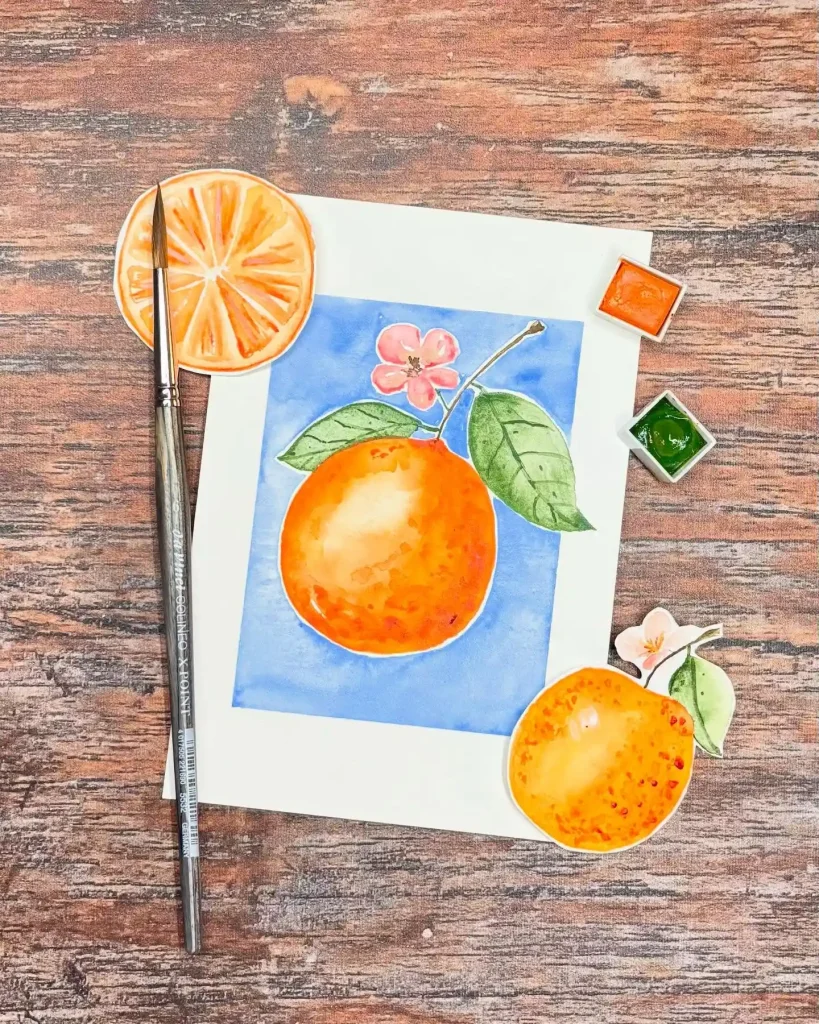 Watercolor Orange Drawing Ideas 16