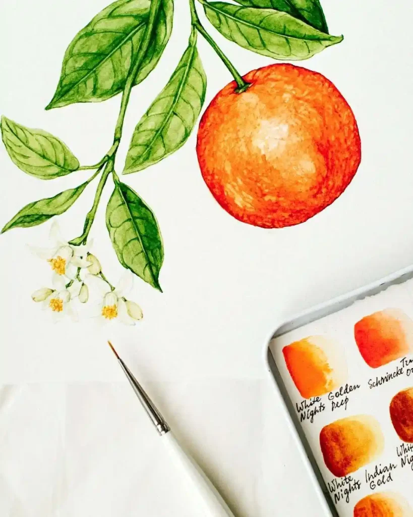 Watercolor Orange Drawing Ideas 17