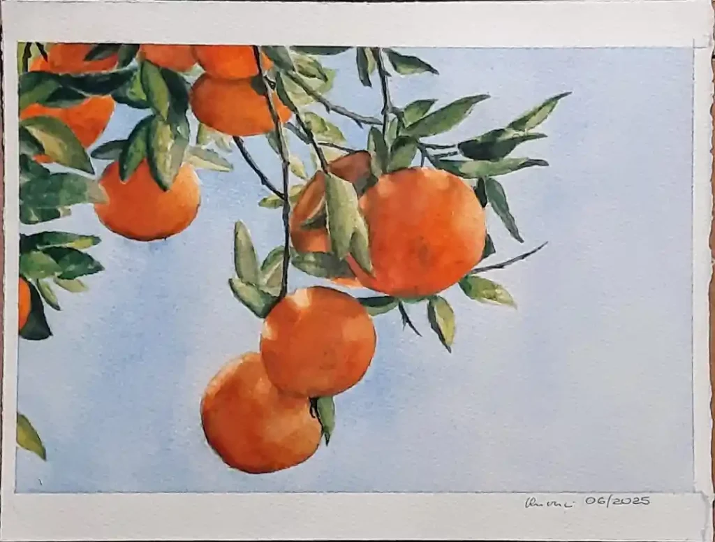 Watercolor Orange Drawing Ideas 18