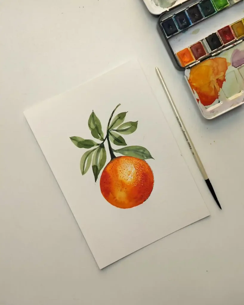 Watercolor Orange Drawing Ideas 19