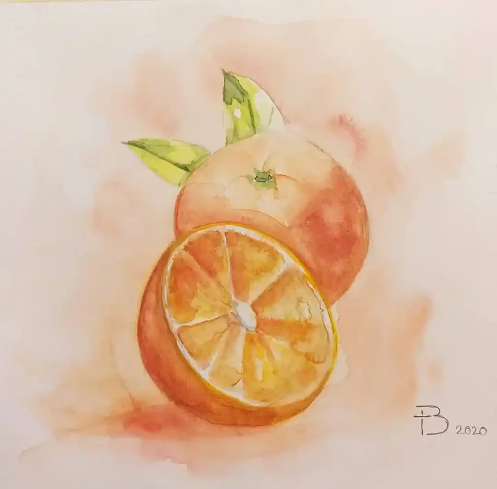 Watercolor Orange Drawing Ideas 20