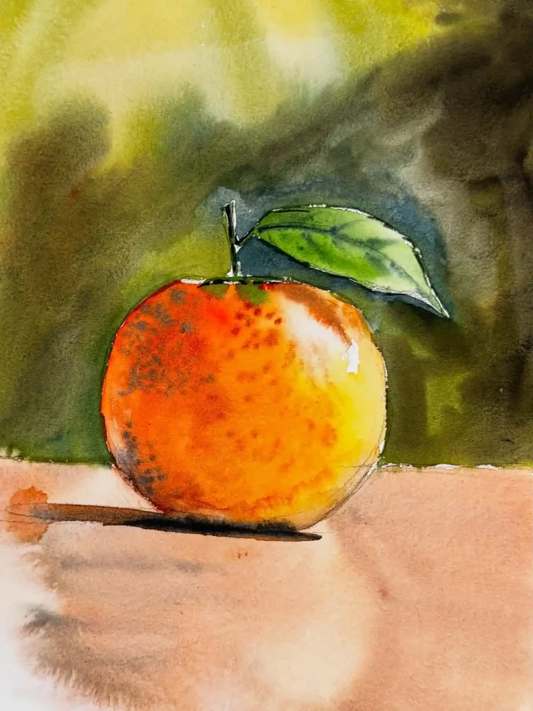 Watercolor Orange Drawing Ideas 23