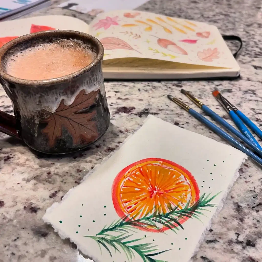 Watercolor Orange Drawing Ideas 5