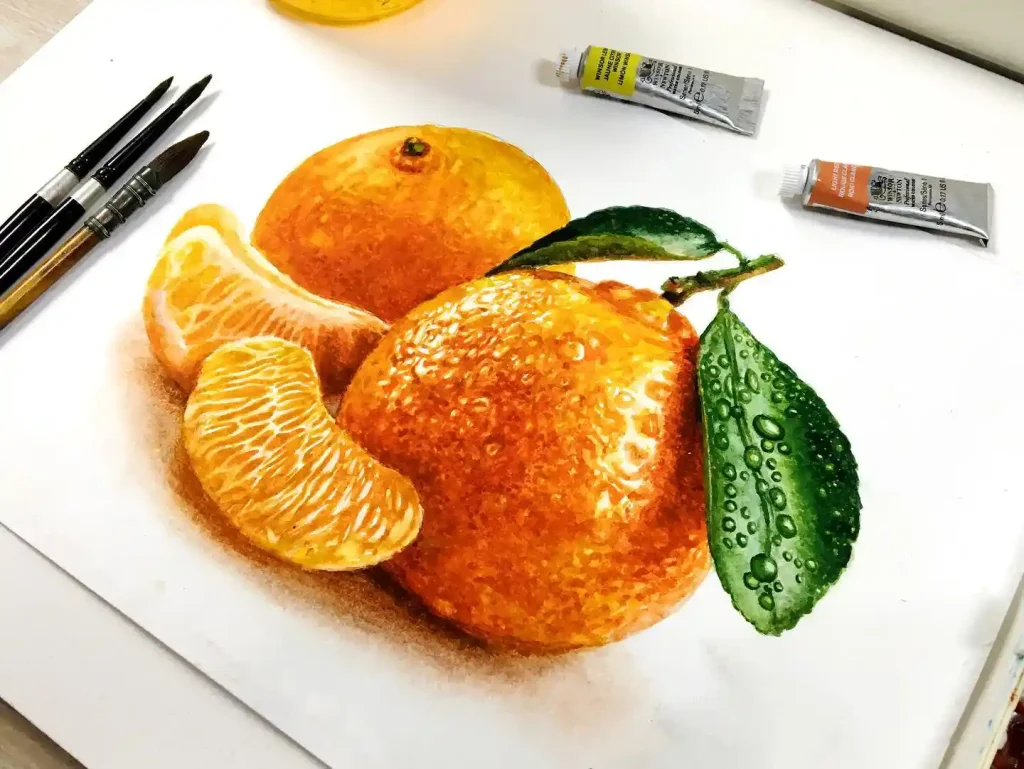 Watercolor Orange Drawing Ideas 8