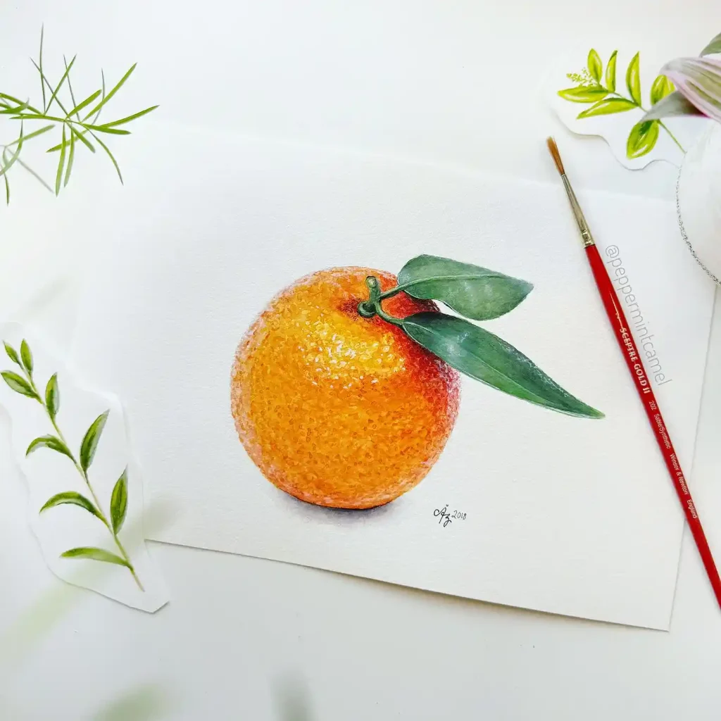 Watercolor Orange Drawing Ideas 9