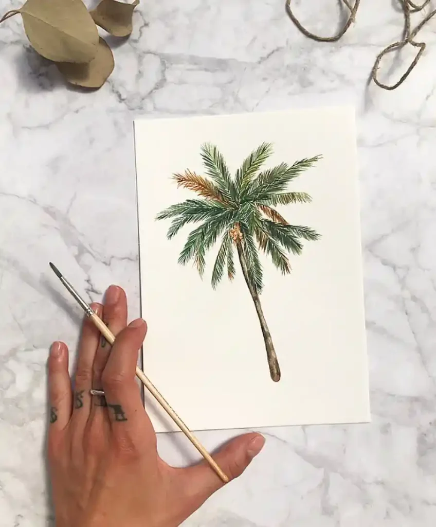 Watercolor Palm Drawing Ideas 1