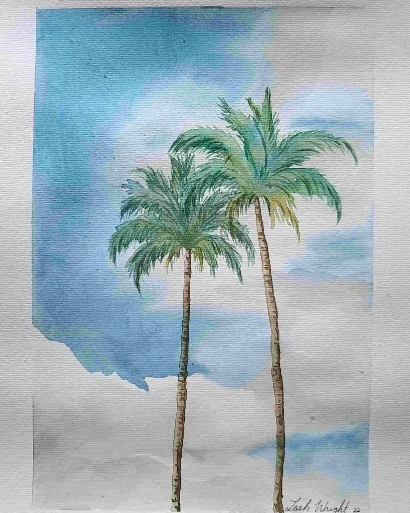 Watercolor Palm Drawing Ideas 10