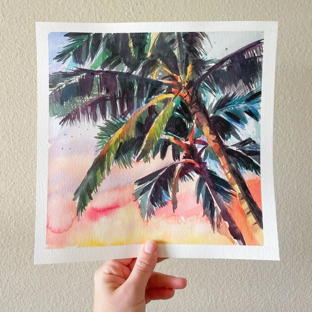 Watercolor Palm Drawing Ideas 11