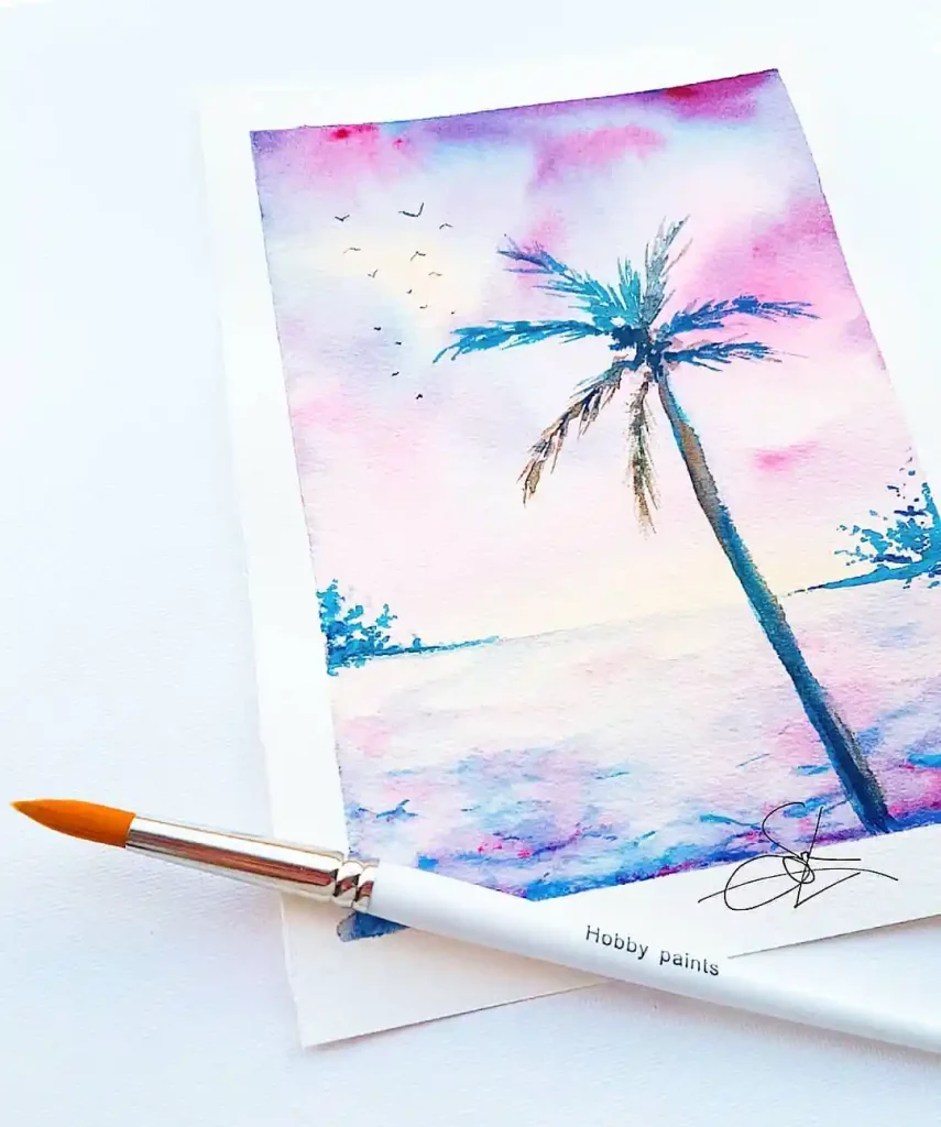 Watercolor Palm Drawing Ideas 12