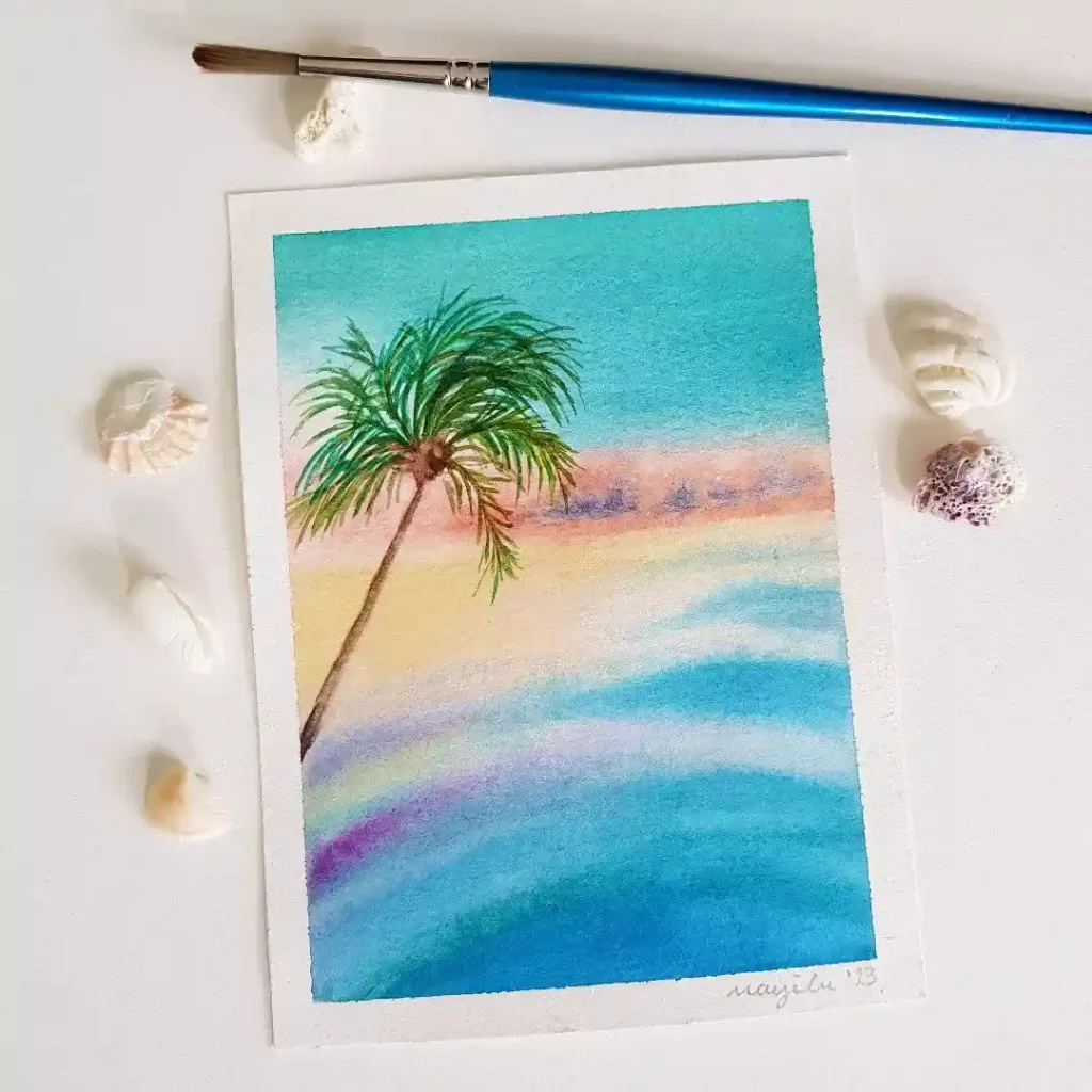Watercolor Palm Drawing Ideas 13