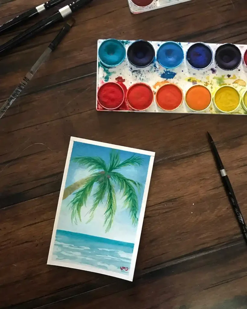 Watercolor Palm Drawing Ideas 21
