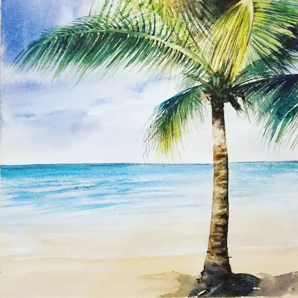 Watercolor Palm Drawing Ideas 3