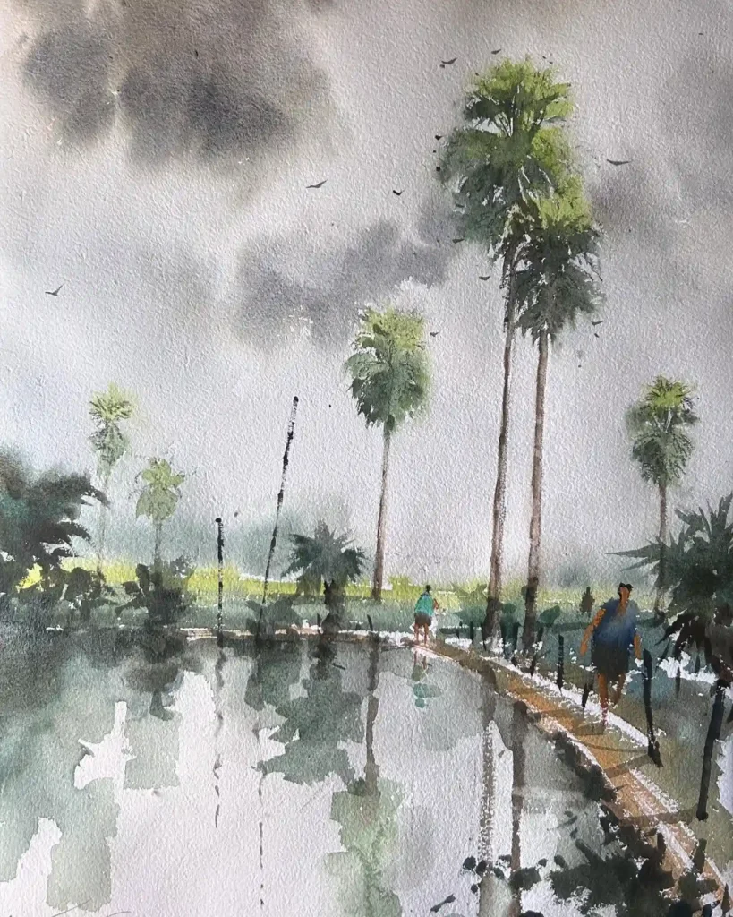 Watercolor Palm Drawing Ideas 4