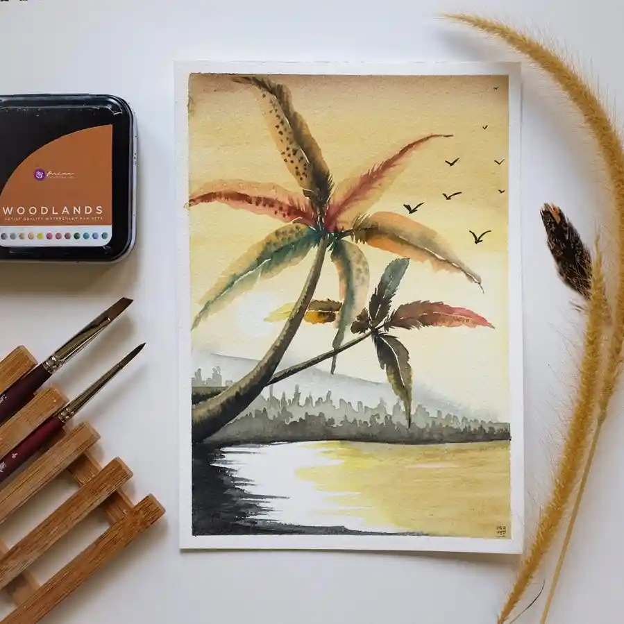 Watercolor Palm Drawing Ideas 5