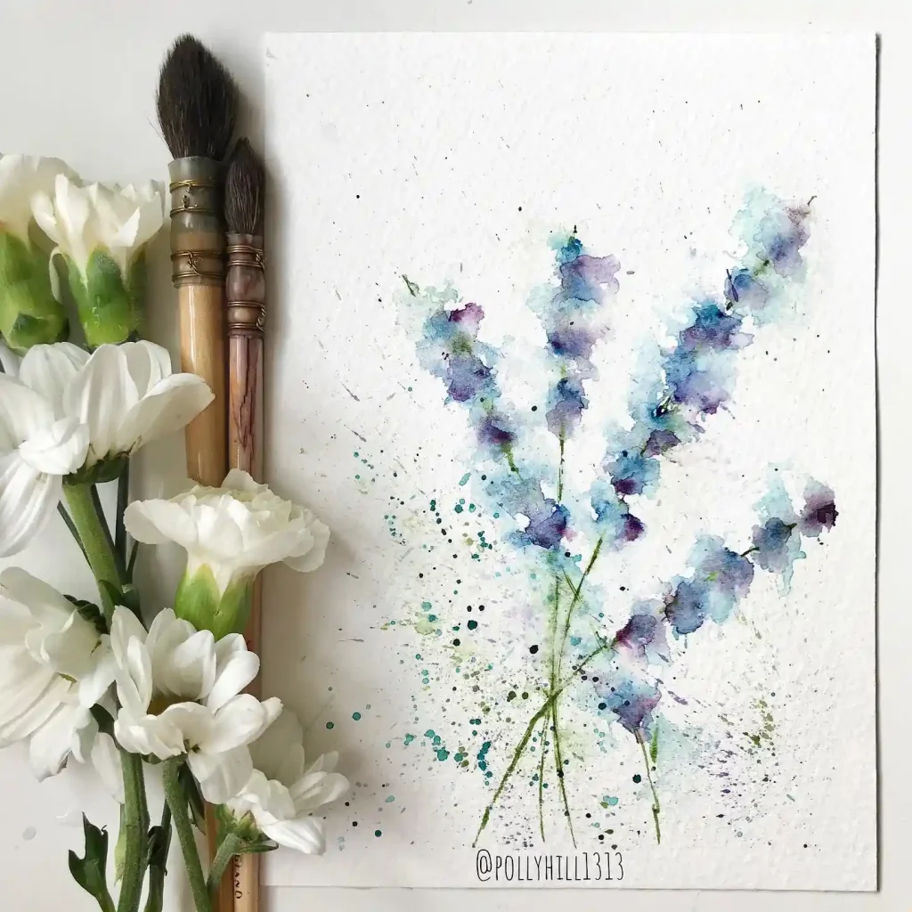 Watercolor lavender Drawing Ideas 10