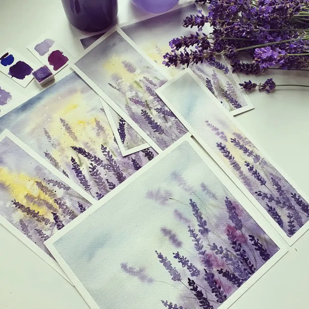 Watercolor lavender Drawing Ideas 11