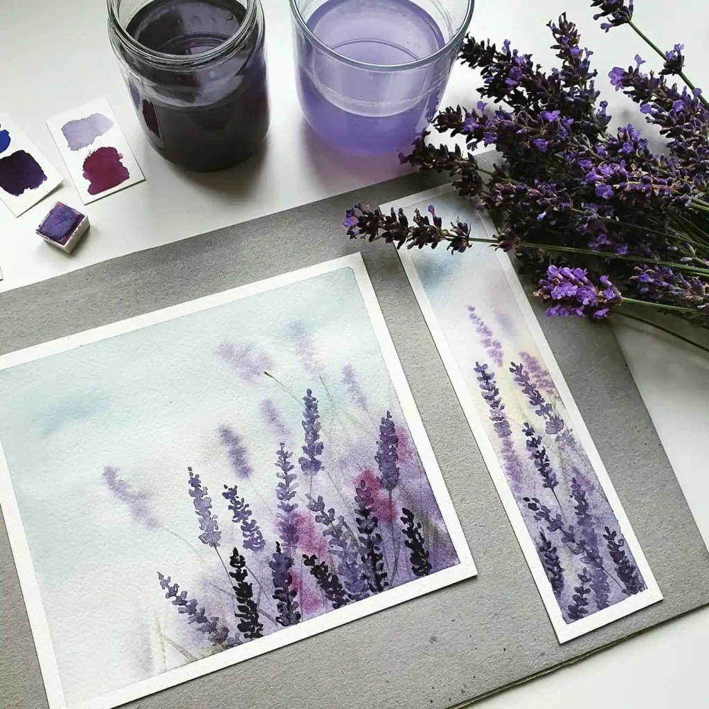 Watercolor lavender Drawing Ideas 14