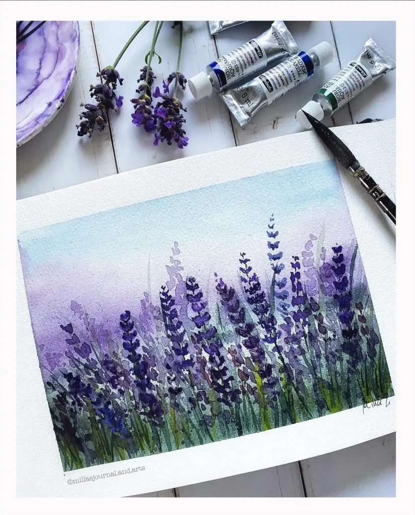 Watercolor lavender Drawing Ideas 18