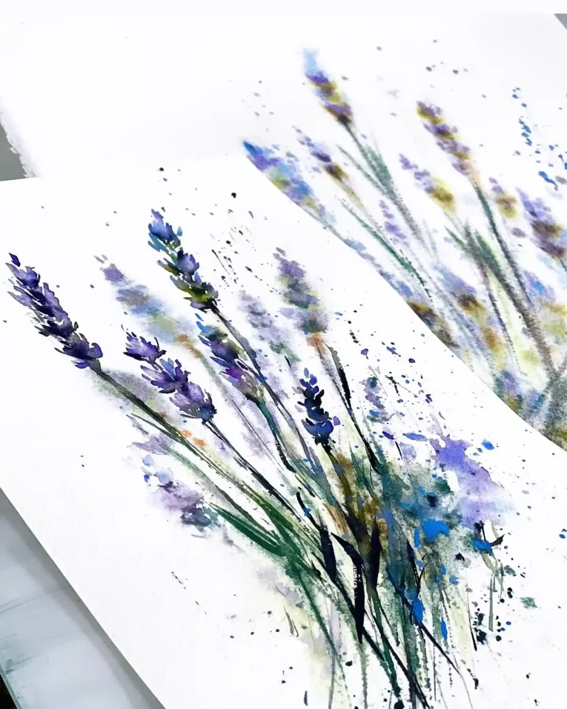 Watercolor lavender Drawing Ideas 19