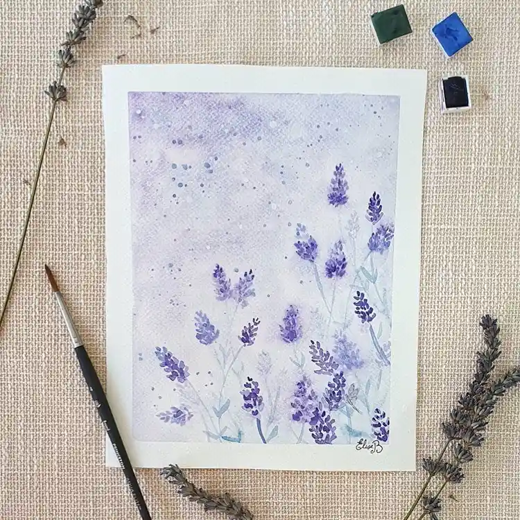 Watercolor lavender Drawing Ideas 21