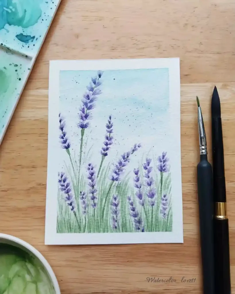 Watercolor lavender Drawing Ideas 22