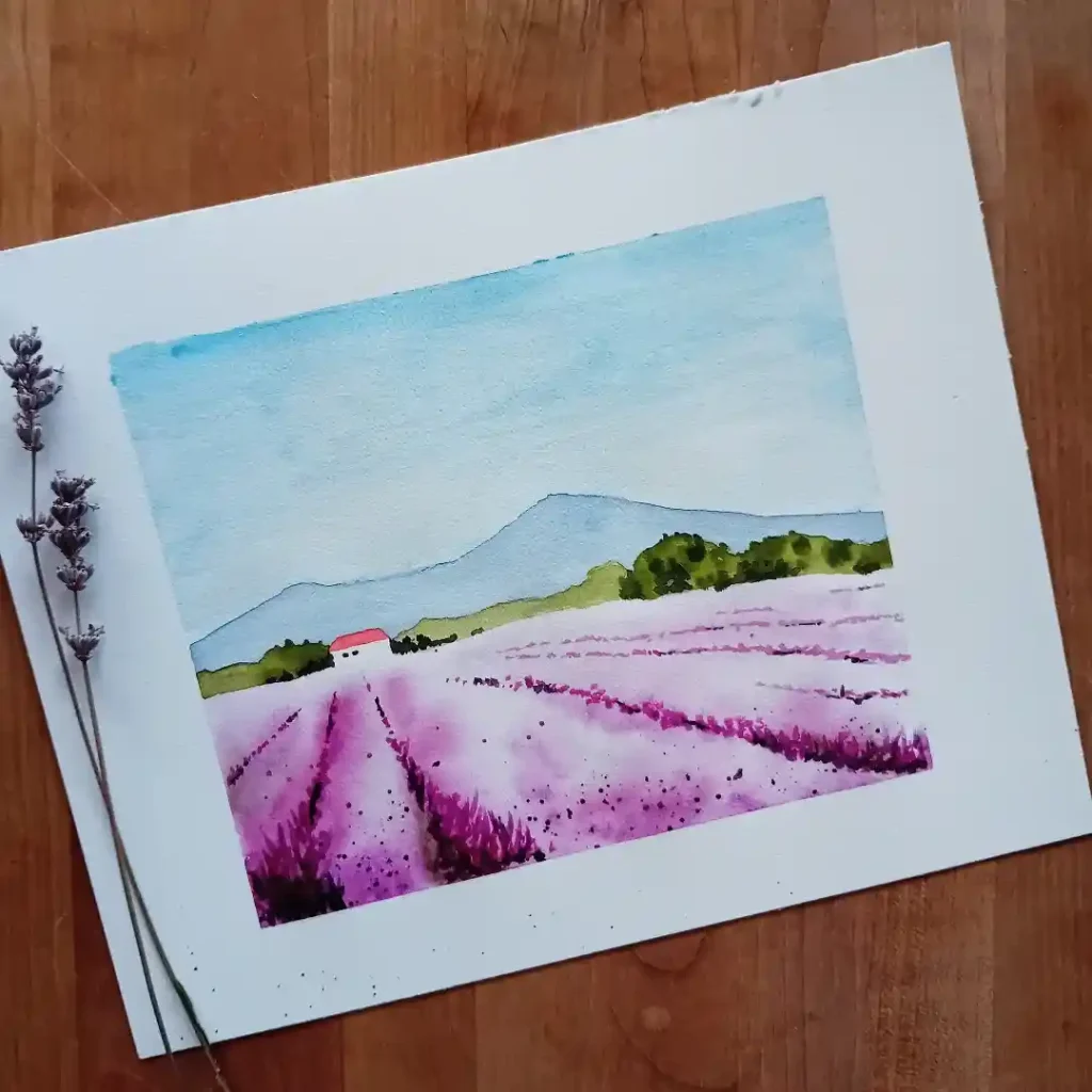 Watercolor lavender Drawing Ideas 3
