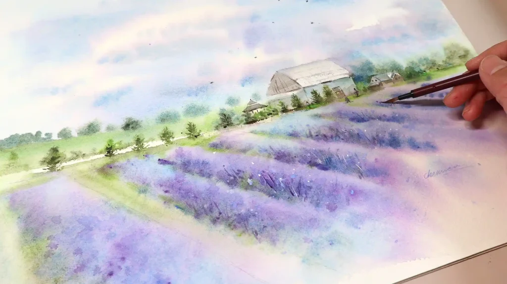 Watercolor lavender Drawing Ideas 4