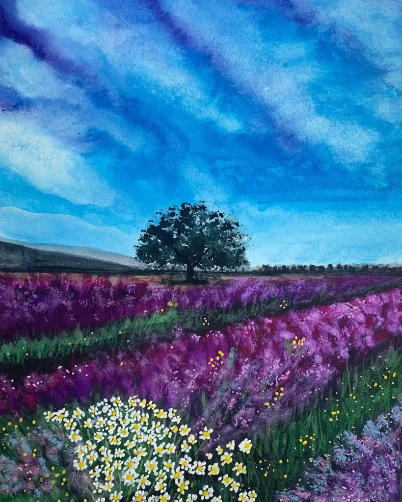 Watercolor lavender Drawing Ideas 5