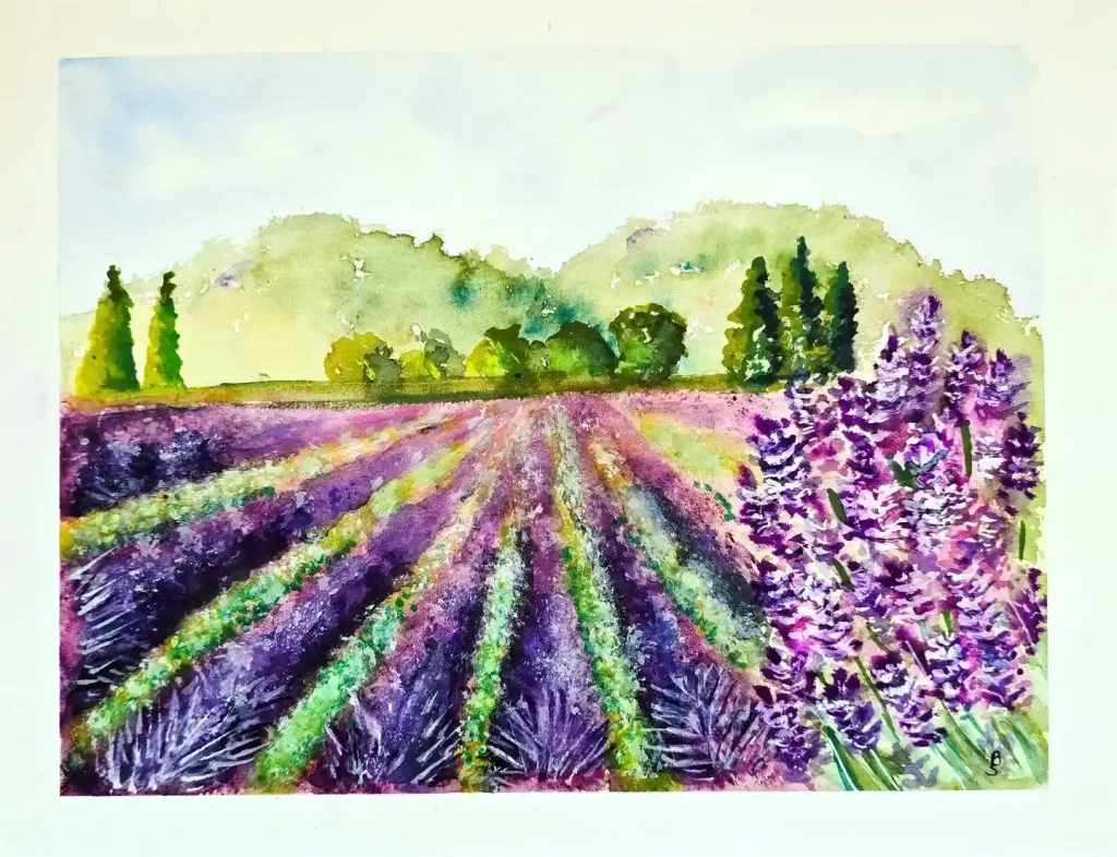 Watercolor lavender Drawing Ideas 6