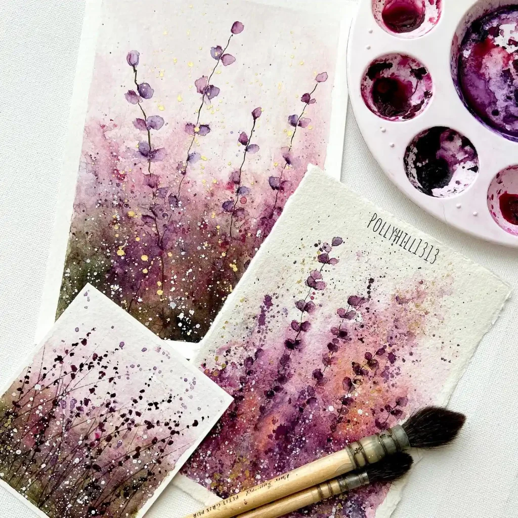 Watercolor lavender Drawing Ideas 8