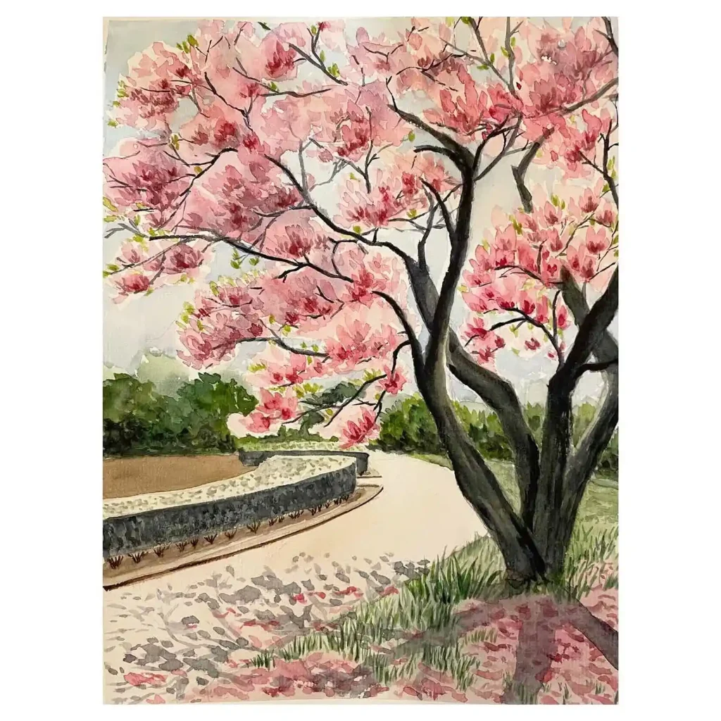 watercolor magnolia drawing ideas (10)