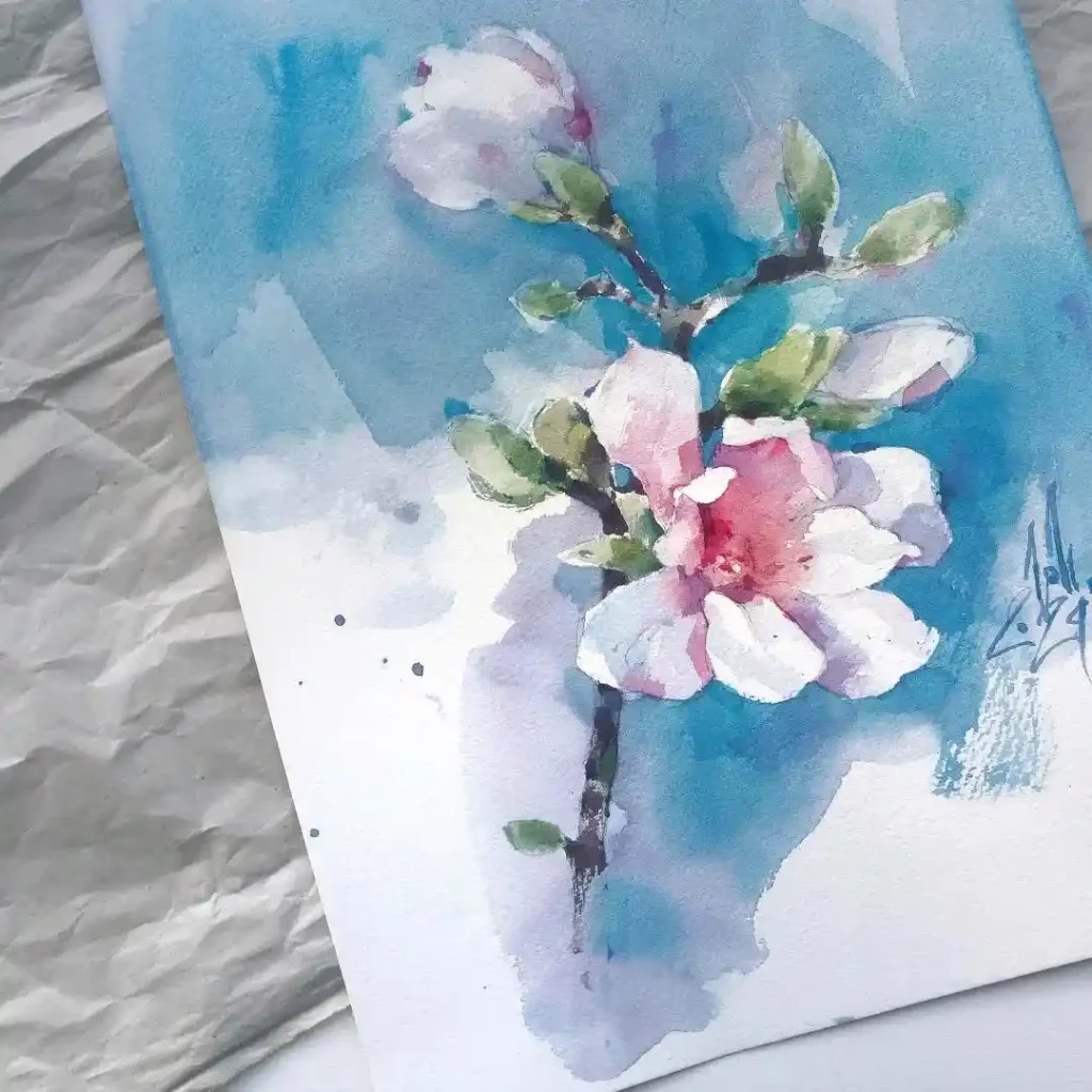 watercolor magnolia drawing ideas (11)